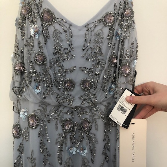 SOLD Adrianna Papell Floral Beaded Blouson Gown - Picture 4 of 6